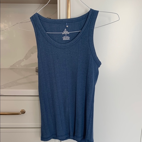 Prana Blue Ribbed Tank Top - Picture 1 of 4